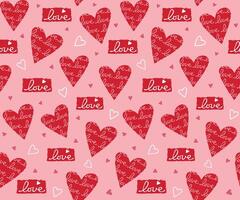 Seamless Valentine Heart Pattern On Pink Background For Gift Wrap And Fabric Print vector