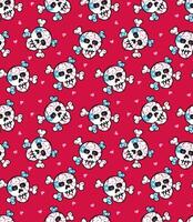 Seamless Funky Skull With Heart For Paper Gift Wrap And Fabric Print vector