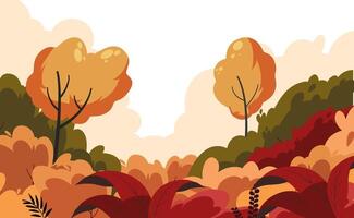 Autumn landscape with trees and leaves vector