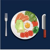 A plate with food and a knife and fork vector