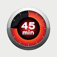 45 minutes timer icon isolated on white background vector