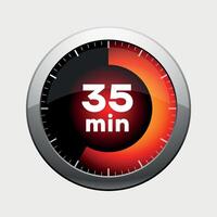 35 minutes timer icon isolated on white background vector