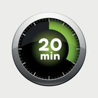 20 minutes timer icon isolated on white background vector