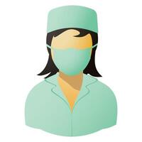 icon of doctor in mask and medical cap isolated on white background vector