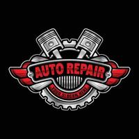 Auto Repair Logo design template. Combination of automobile tools gear, and piston. vector
