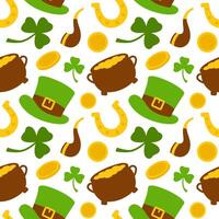 Saint Patrick's Day Decoration Seamless Pattern in Cartoon Hand-Drawn Style vector