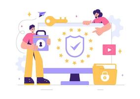 GDPR Cybersecurity Illustration Highlighting Data Privacy and Code Protection vector