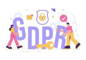 Cybersecurity and GDPR Compliance Illustration Featuring Data Protection vector