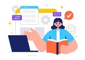 Illustration of Coding and Informatics Software for Logistics Management Systems vector