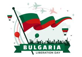 March 3 Bulgaria Liberation Day Design Featuring Ribbon and National Flag vector