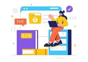 Illustration of Supply Chain Solutions and Informatics Technology with Coding vector