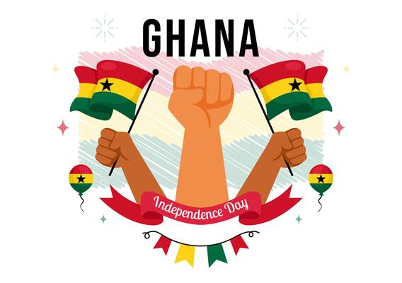 Illustration Celebrating Ghana Independence Day on March 6th with National Flag