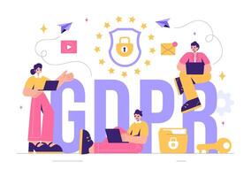 General Data Protection Regulation Illustration for Cybersecurity and Privacy vector