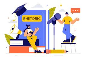 Speech and Communication Class Illustration for Persuasive Rhetoric Training vector