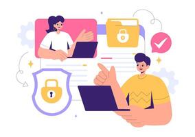 GDPR Data Protection Regulation Illustration with Cybersecurity and Privacy Compliance vector