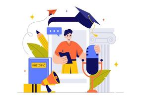 Elocution Class Illustration Highlighting Speech Development and Public Speaking Skills vector