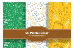 Hand-Drawn Saint Patrick's Day Seamless Pattern with Irish Symbols and Decorations vector