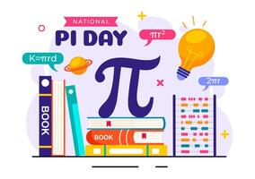Flat Style for Pi Day Celebration with Sweet Pie and Greek Letters in a Cartoon Background vector