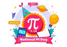 Pi Day Festivity Design with Greek Letters, Sweet Pie, and Mathematical Constants vector