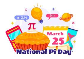 Illustration of Pi Day on 14 March with Mathematical Constants and a Holiday-Themed Sweet Pie vector