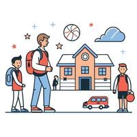 Joyful Children Returning to School with Enthusiasm and Excitement vector