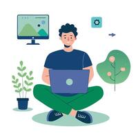 Conceptual Illustration of Website Creation with Design Elements vector