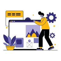 Modern Website Development Concept Illustration with Coding and Design Elements vector