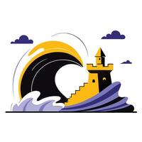 The Unstoppable Force of the Ocean Waves Crashing and Eroding Sand Dunes vector
