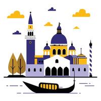 Venice Canals Lined with Historic Buildings and Gondolas vector