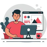 Concept Illustration of a Website Creator Simplifying Website Creation vector