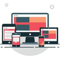 Web Devices Connected and Interacting in a Coherent System vector