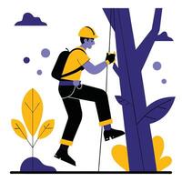 Intriguing Concept Illustration of Tree Climbing with Climber in Action vector