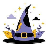 Captivating Illustration of a Classic Witch s Hat in Conical Form with Ornate Details vector
