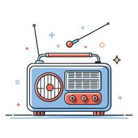 Retro-Themed Illustration of an Antique Radio with Nostalgic Charm vector