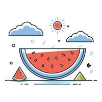 Vibrant Watermelon Slice Isolated on White Background for Fruit and Nutrition Concepts vector