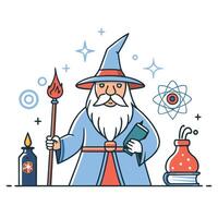 Creative Wizard Concept Illustration A Dreamy Journey into Enchanting Realms vector