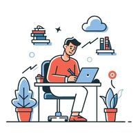 Illustrator s Depiction of the Creative Struggle of Writer s Block vector