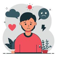 Anxious Concept Illustration with Concerned Character vector