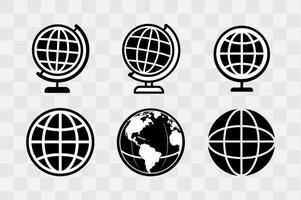 Globe silhouette icon set vector