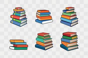 Stack of books silhouette icon set vector
