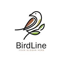 Sparrow or finch in continuous line art Style design, minimal bird line logo icon illustration isolated on white background, abstract colorful hummingbird vector