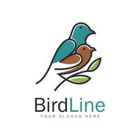 Sparrow or finch in continuous line art Style Logo design, minimal bird line logo icon illustration isolated on white background vector