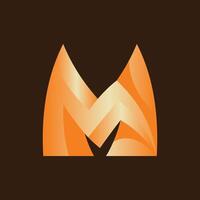 Initial M Thunder modern logo design template, logo with golden color and brown background, suitable for your company vector