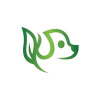 Cute Dog Head with leaf simple logo design template , suitable for your company vector