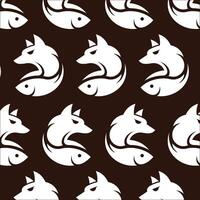 Fox and Fish animal pattern background design template vector