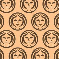Woman face circle pattern background illustration design template vector
