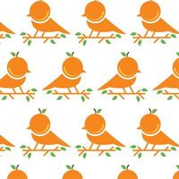 Orange Fruit Bird pattern background design template vector