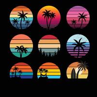 retro vintage circle background with a silhouette of grass vector