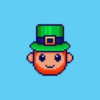 Pixel art Leprechaun Head St Patrick Day game asset design vector