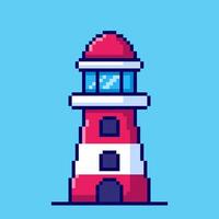Pixel art lighthouse game asset design vector